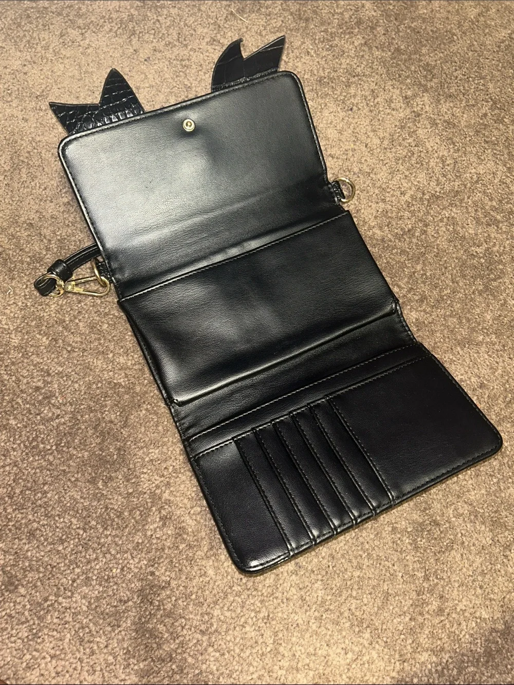 Betsey Johnson Black Croc-Embossed Wristlet Phone Case with Detachable Strap